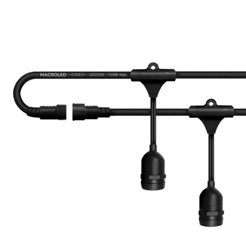 Guirnalda Negro 5Mt x 10 PortaLámpara E27 Ip66 250V 700W Macroled