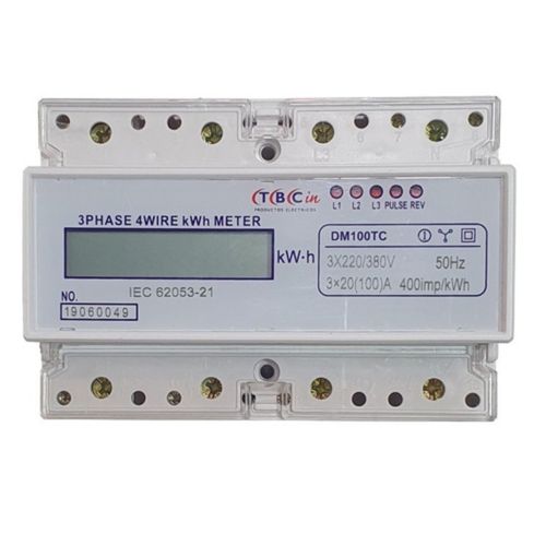 Medidor Electrónico de Energía Trifásico 380Vca 20A/100A 7 Módulos DIN TBCin
