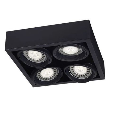 Plafón Pivotes Móviles 4X15W Gu10 Negro Cuadrado Space Lucciola