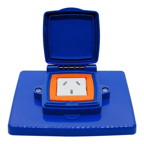 Toma Bi con Tapa Azul Estanco P/Caja 10X5 Mig