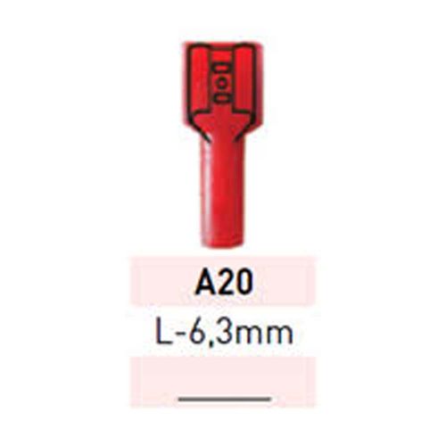 Terminal Preaislante Rojo 0.25-1.5mm Pala Hembra A20 LCT
