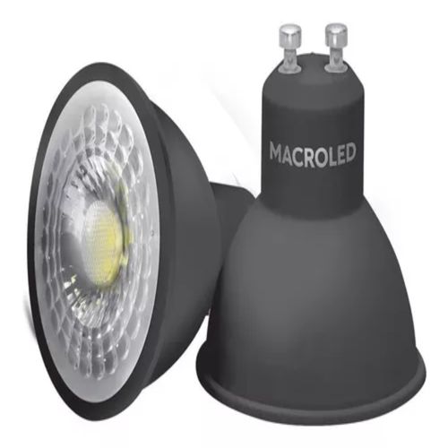 Lámpara Led Dicroica Pvc 7W 6000K Gu10 Negra Macroled