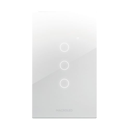 Llave Luz Smart 3 Canales Blanca Macroled Vidrio Wifi