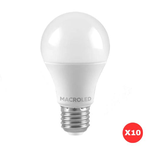 Pack x10 Lámpara Led Bulbo 12W E27 6500K Macroled