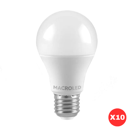 Pack x10 Lámpara Led Bulbo 15W E27 6000K Macroled