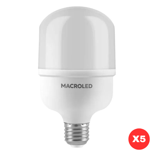 Pack x5 Lámpara Led Alta Potencia 30W E27 6000K Macroled