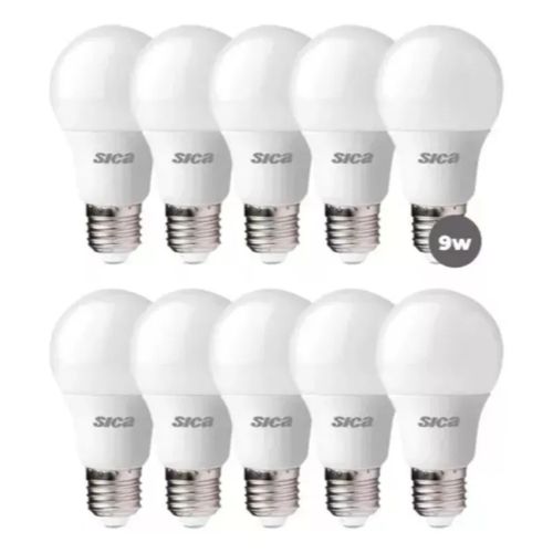 Pack x10 Lámpara Led Bulbo 9W Luz de Día Sica